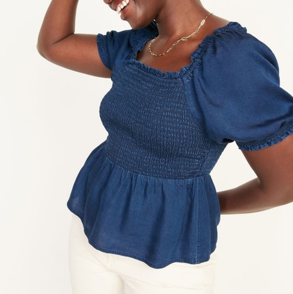 Old Navy Blue Ruffle Sleeves Top Size M - Picture 2 of 3